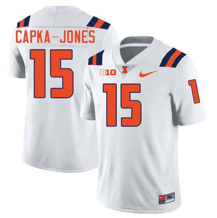 Men #15 Alexander Capka-Jones Illinois Fighting Illini College Football Jerseys Stitched-White